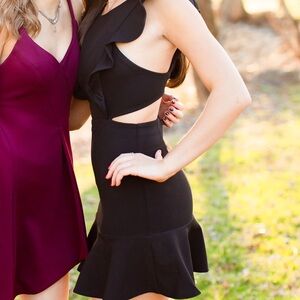 Mini dress with ruffles and cutouts